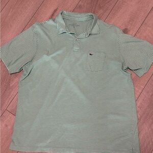 Vineyard Vines Men's Green Striped Polo Shirt